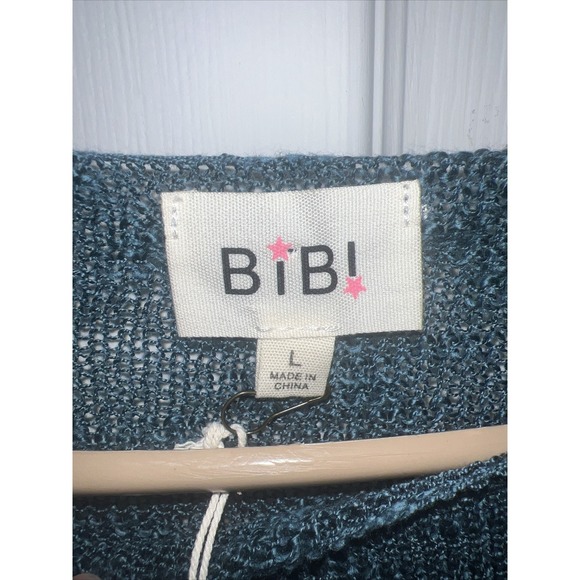 Bibi - LOOSE FIT LOW GAUGE TEAL SWEATER TOP- NWT - Picture 5 of 10